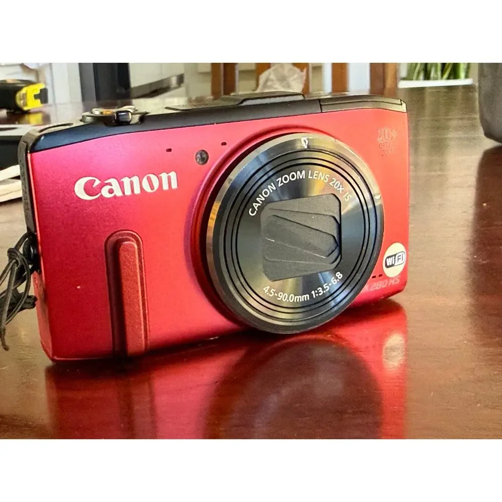 CANON POWERSHOT SX280 HS WI-FI Camera 20x Zoom RED 32GB SD CHARGER